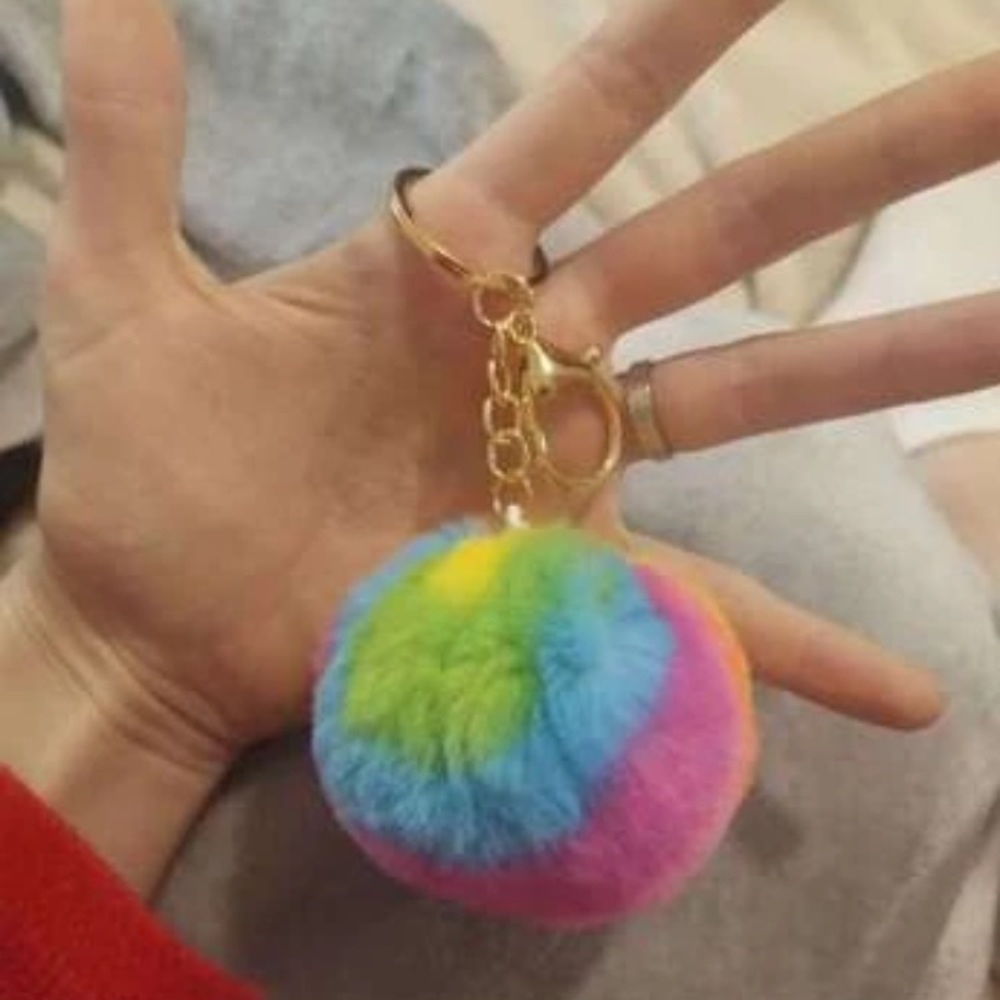🍭 Super Colorful Rainbow Style Fuzzy Pom Pom 🍬 - Picture 4 of 7